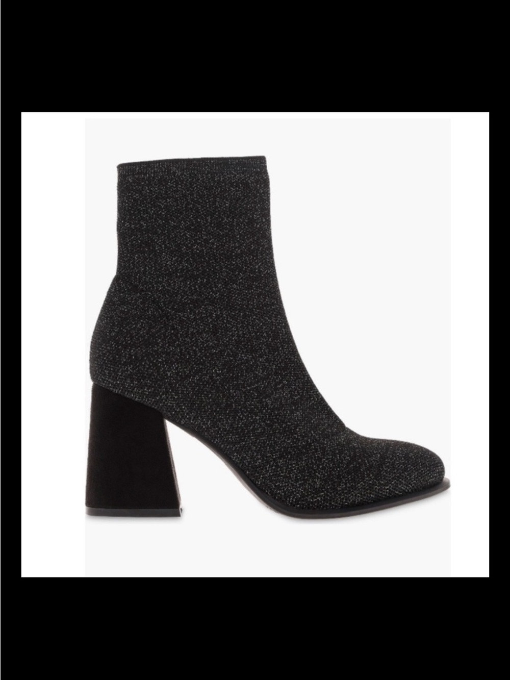 Mia Women’s Piana Black Silver Sparkle Knit Block Heel Ankle Boots Size 8.5 NEW
